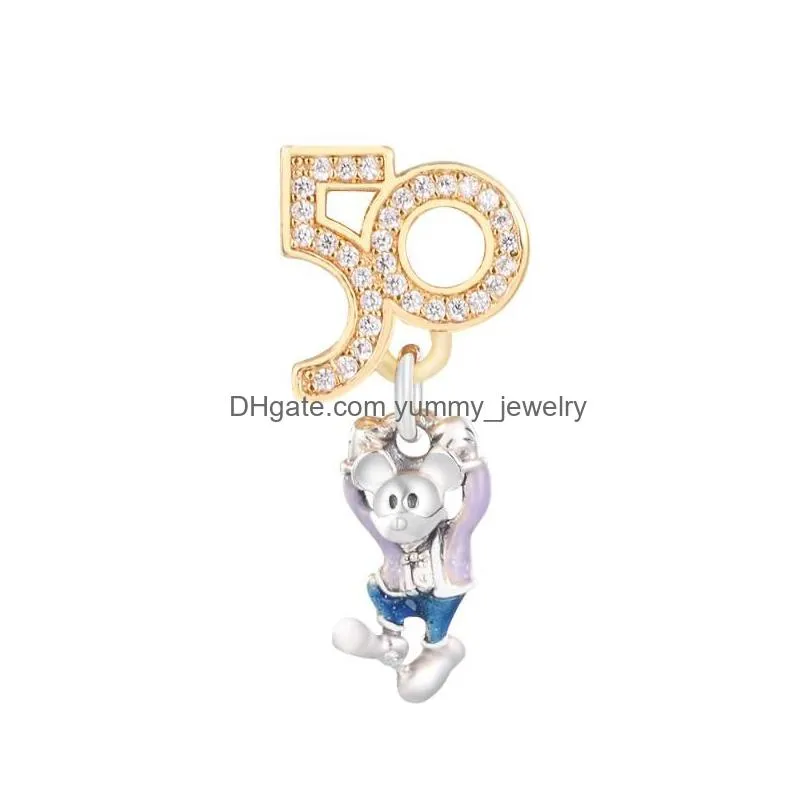 charms 50th anniversary mouse dangle charm sterling silver jewelry for woman diy 2022 beads making fits snake chaincharms