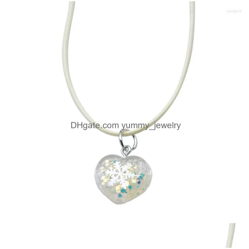 charms sequins love pendant all-matched clavicle chain wax rope necklace for girls dropship