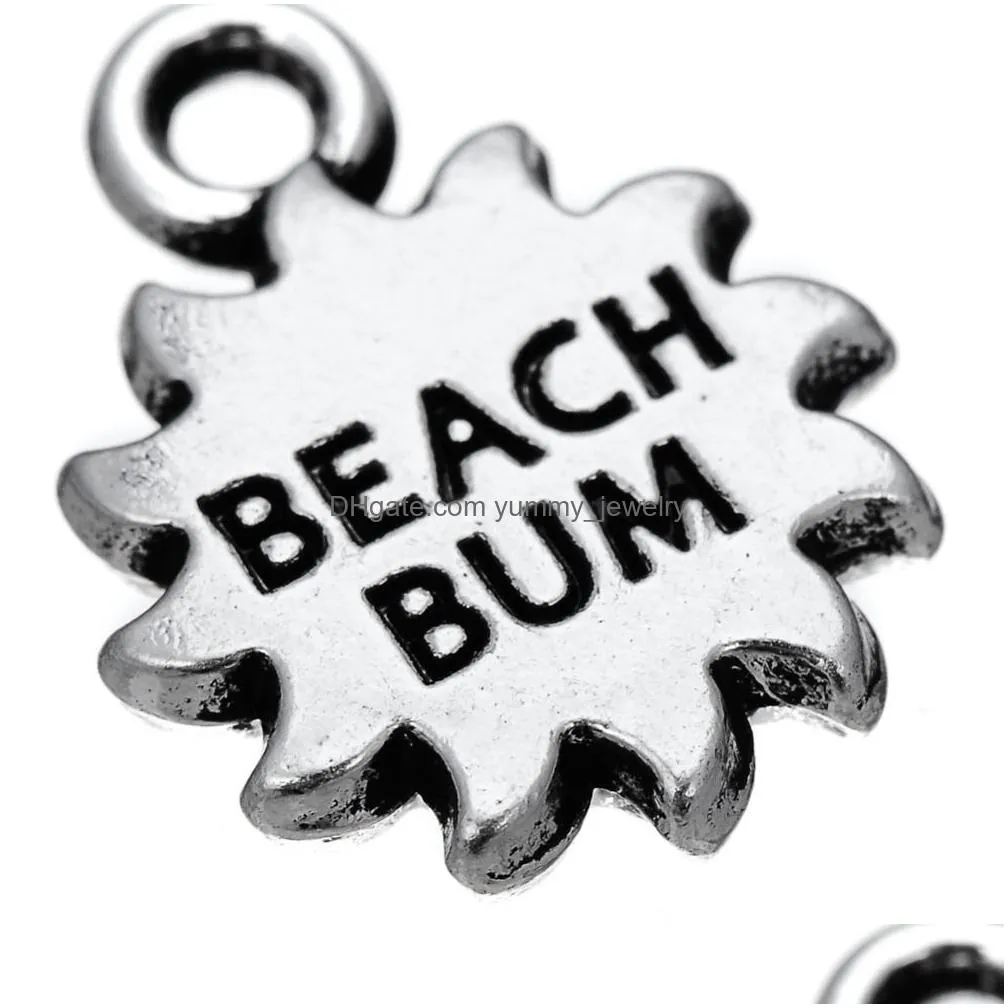 free shipping new fashion easy to diy 30pcs sun with beach bum message charm jewelry making fit for necklace or bracelet