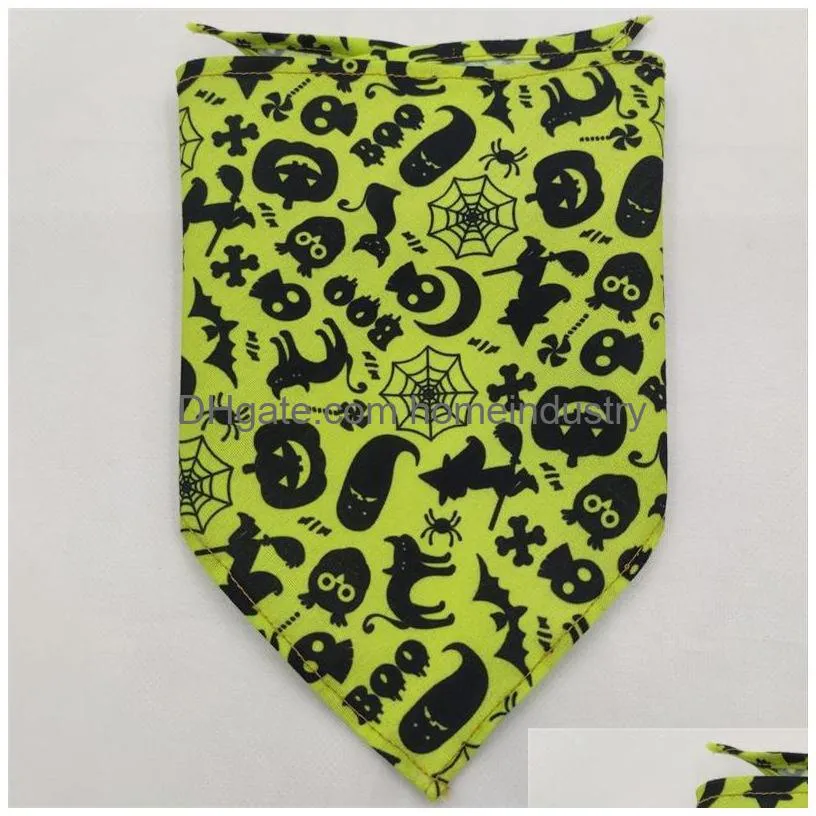 halloween dog bandanas dog apparel soft and breathable adjustable pumpkin patterns printing pet kerchief pets scarf for small to large dogs puppy cat medium 1541