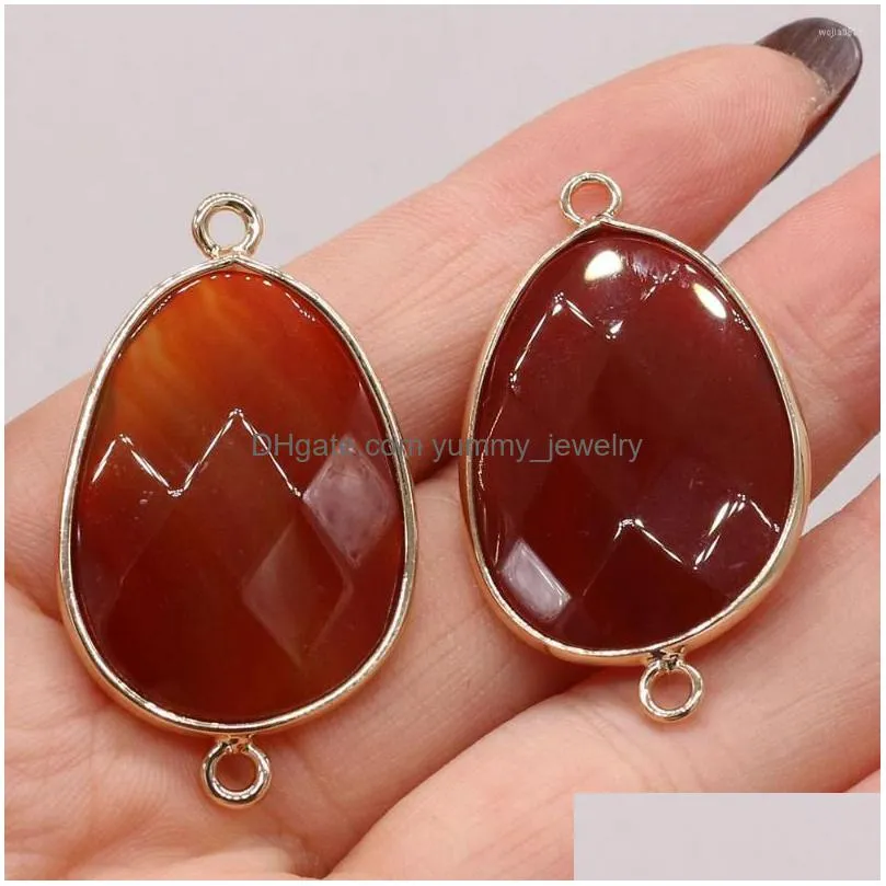 charms natural semi-precious stone pendant connector red agate diy jewelry making necklace bracelet gift