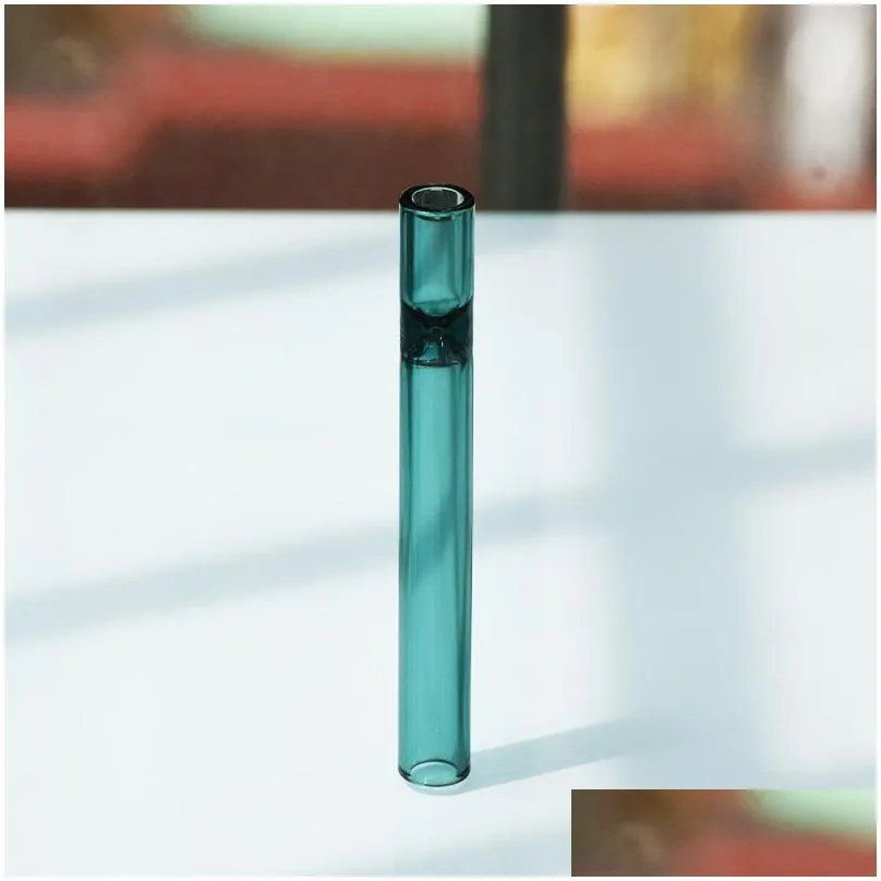 tobacco smoking herb pipe cigarette filters tips with flat round mouth holder glass small cute pyrex glass tube for rolling papers