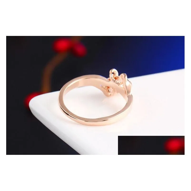 5pcs/lot new arrival love you rings for women heart to heart diamond crystal ring women finger ring