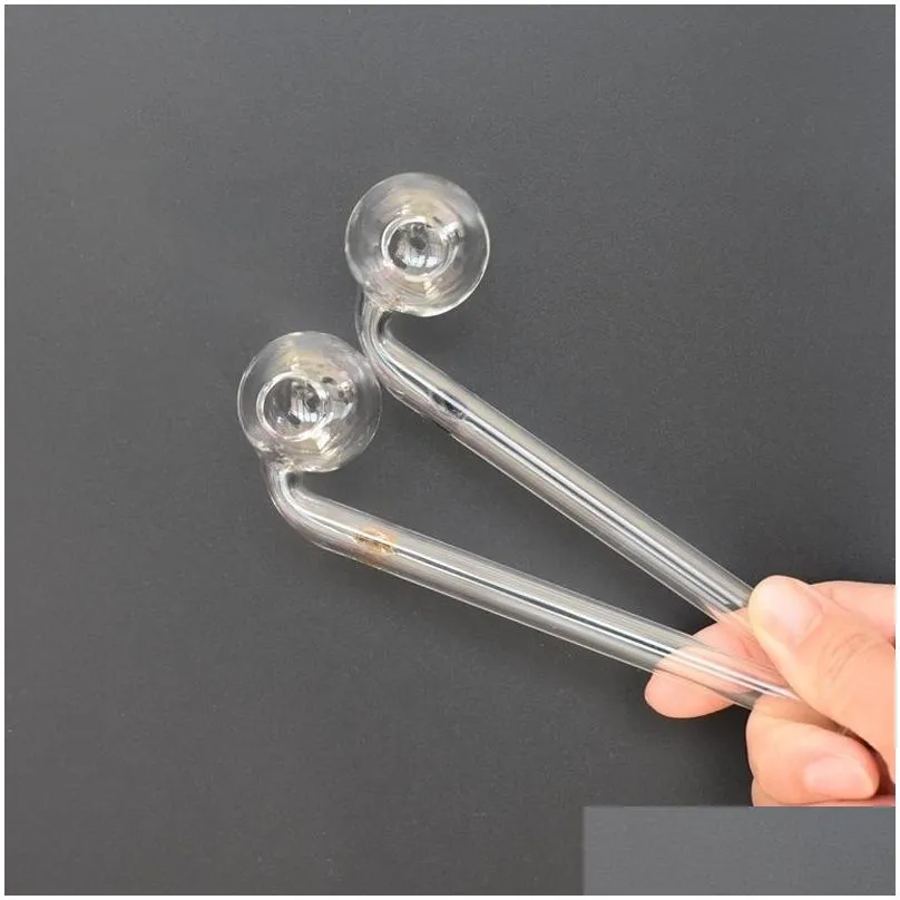 5.5inch length clear glass oil burner bong water pipe handcraft borosilicate thick transparent glass hand pipes with radom colored balancer smoking