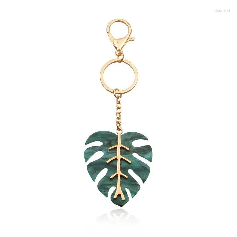 keychains christmas green leaf metal keychain beautiful and  foliage shape key ring festival gift ladies accessories 
