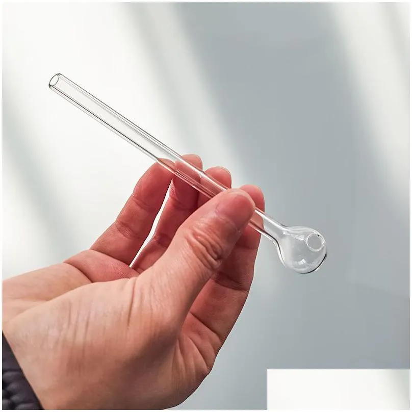 4.7 inch long small ball clear pyrex glass oil burner pipe oil nail burning jumbo concentrate pipes thick transparent great smoking tubes