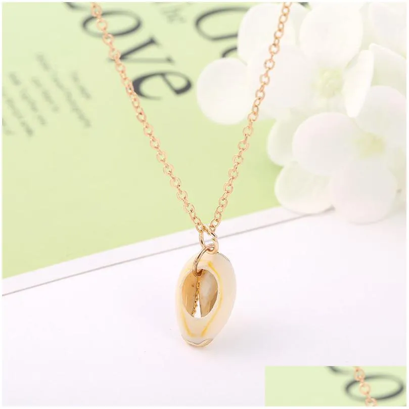 bohemian sea shell conch pendant necklace for women beach seashell charm gold silver chains female boho fashion jewelry