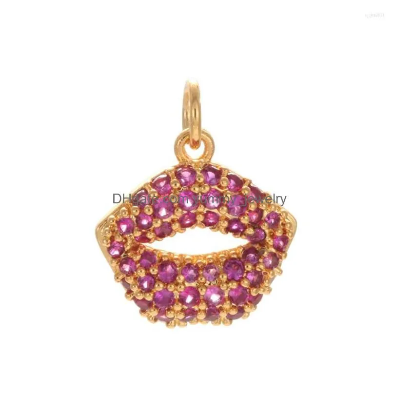 charms lips for jewelry making bulk diy earring necklace lucky gold rose charm accessories metal copper cz 5mm hole