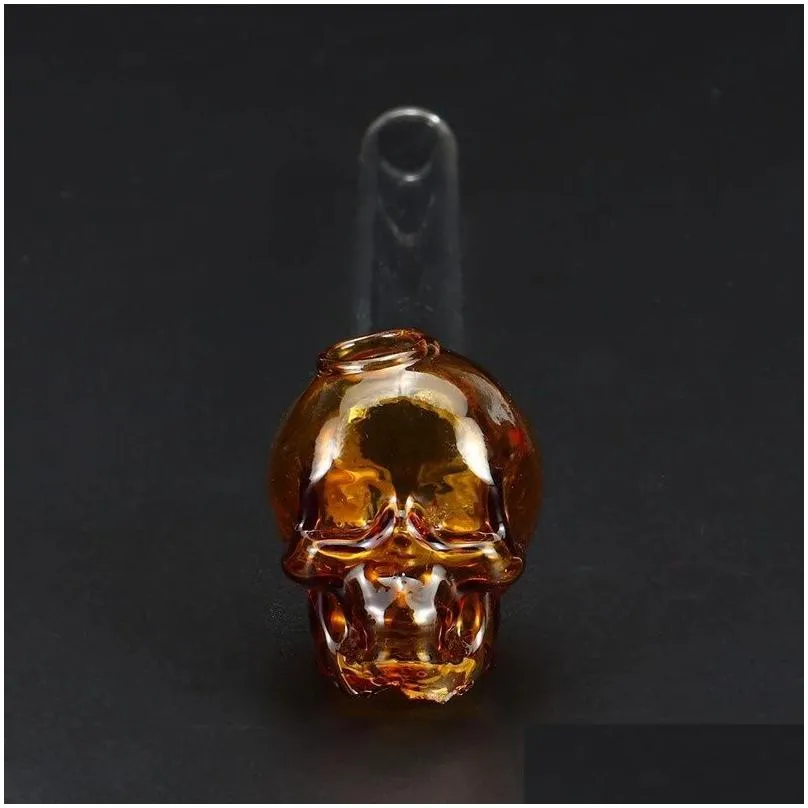 5.3`` skull face colorful thick pyrex oil burner glass pipe handcraft nail burning pipes transparent glass mouthpiece cigarette pipe smoke