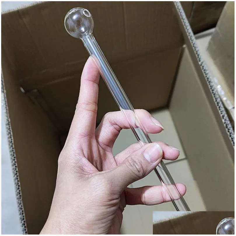 20cm length oil burner thick pyrex large transparent glass pipe for smoking bubbler tube dot nail burning jumbo accessories wholesale