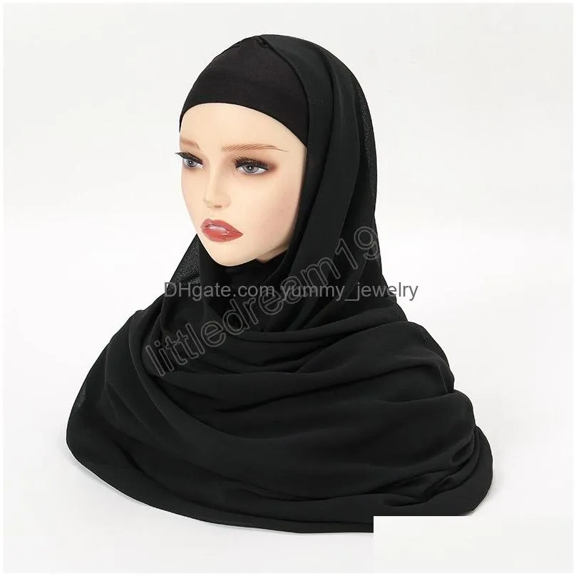 hijab with undercap chiffon hijab scarf instant hijab muslim women fashion headwrap shawls turban hijab for women islam headband