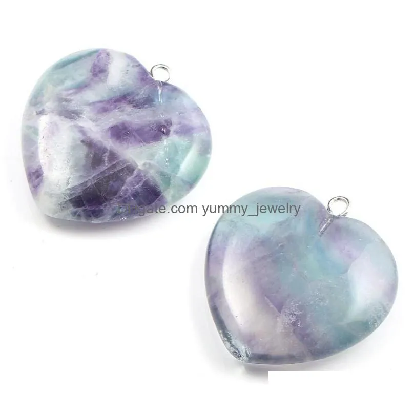 charms peach heart shaped fluorite cut bread pendant reiki healing natural stone meditation amulet diy jewelry giftcharms
