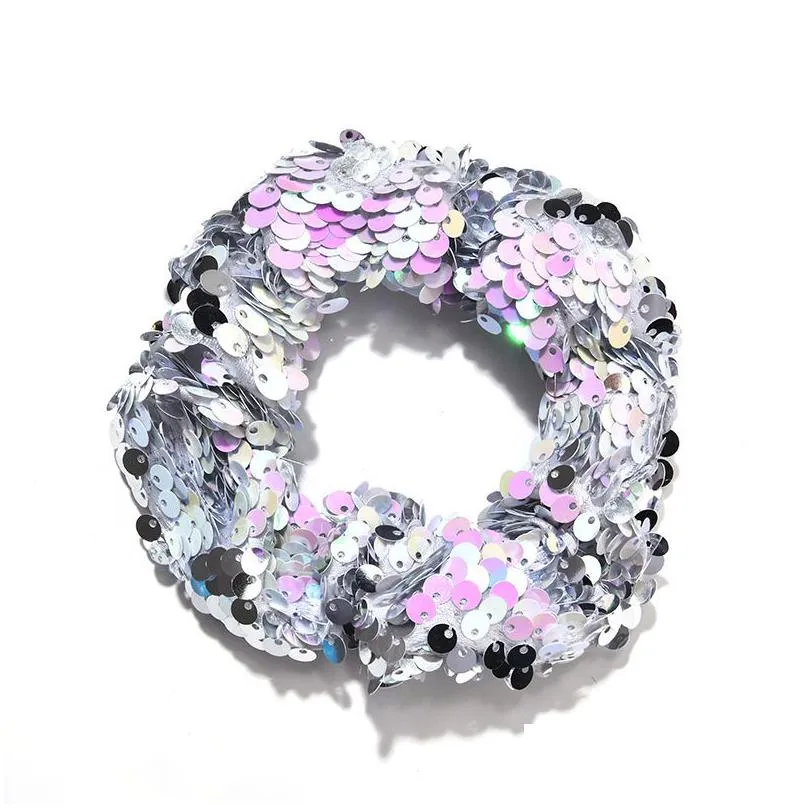 mermaid sequin headband for women girls children hairband hair tie elastic scrunchie ponytail kids tails holder jewelry accessories