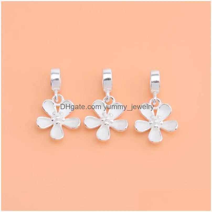 charms flower pendant s925 sterling silver jewelry accessories handmade diy string beads material accessoriescharms