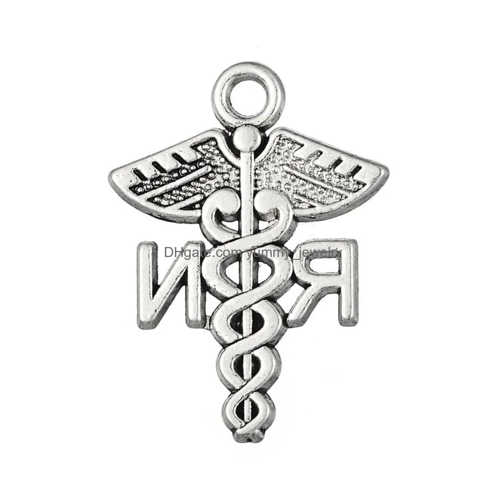 caduceus rn charm registered nurse pendant medical bracelet findings 20pcs