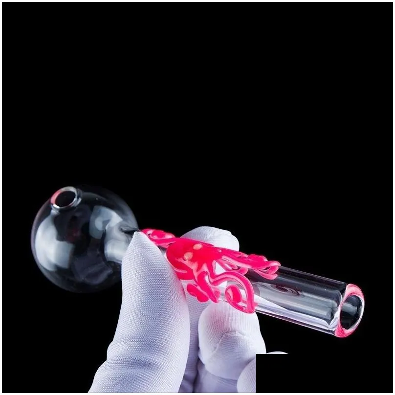 Glowing Octopus Handcrafted Glass Oil Burner | 4.1 Spider Pipe ...