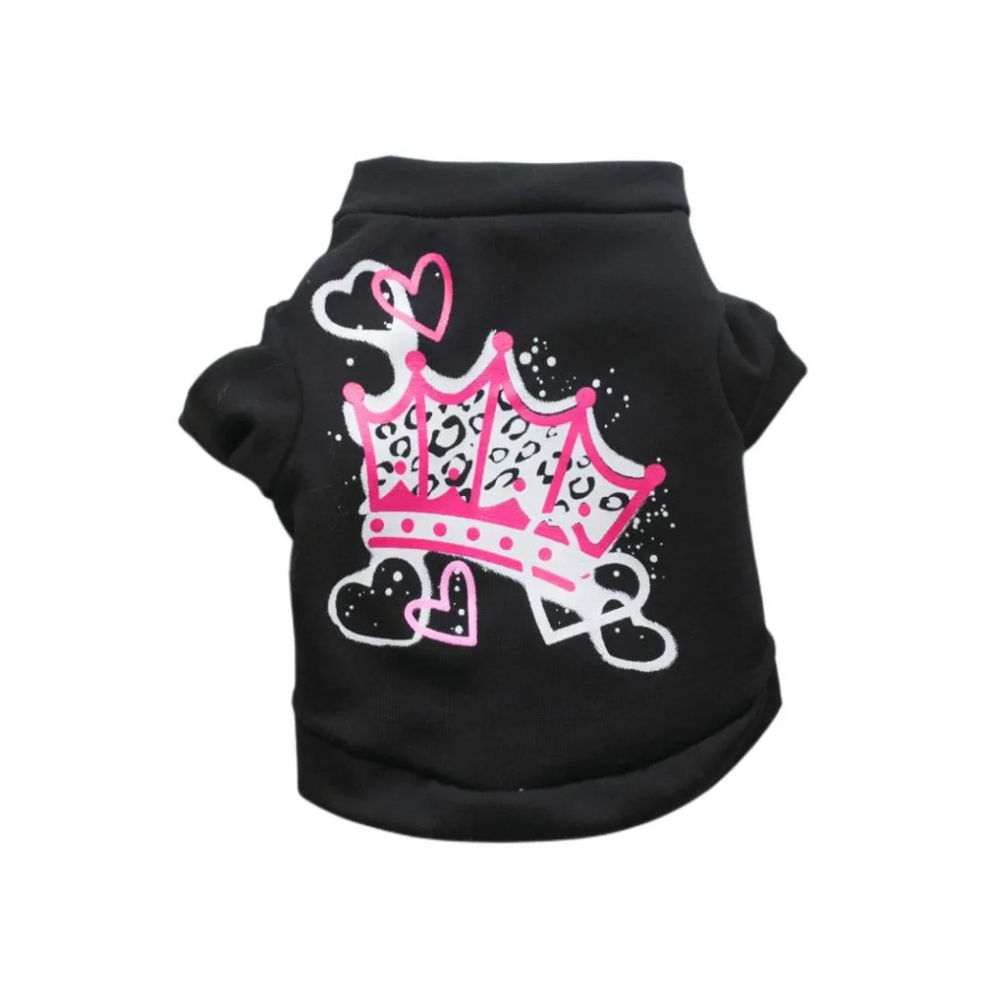 cartoon crown printed dog apparel spring summer dog cat t shirts breathable cotton pomeranian dog clothes