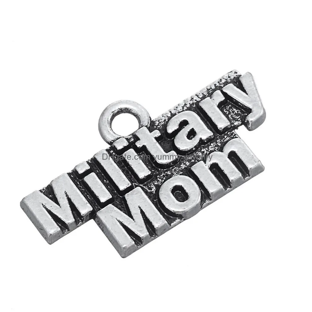 free shipping new fashion easy to diy 20pcs metal alphabet military mom charms jewelry for women jewelry making fit for necklace or