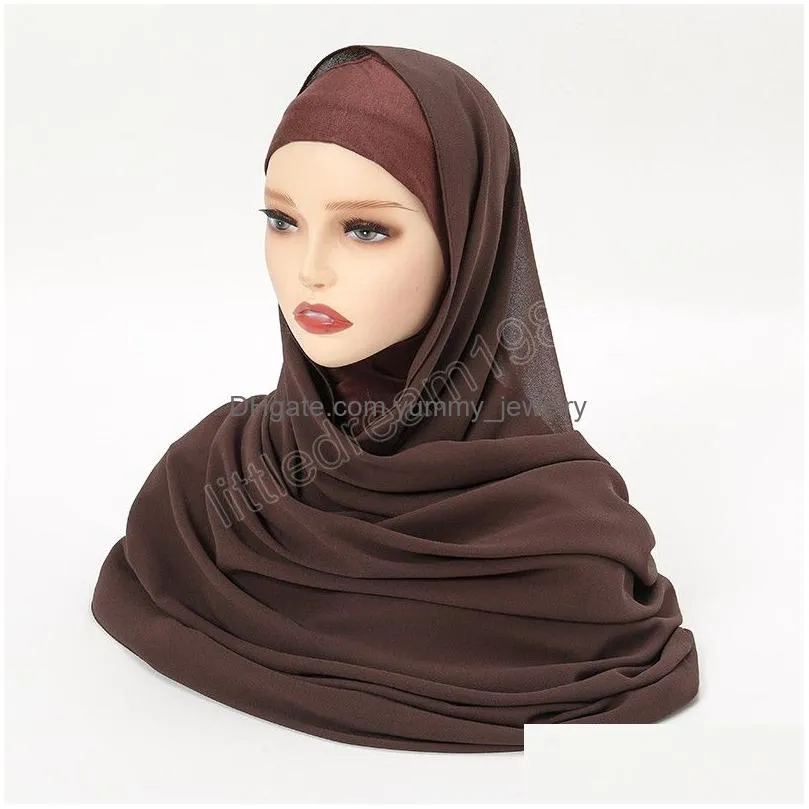 hijab with undercap chiffon hijab scarf instant hijab muslim women fashion headwrap shawls turban hijab for women islam headband