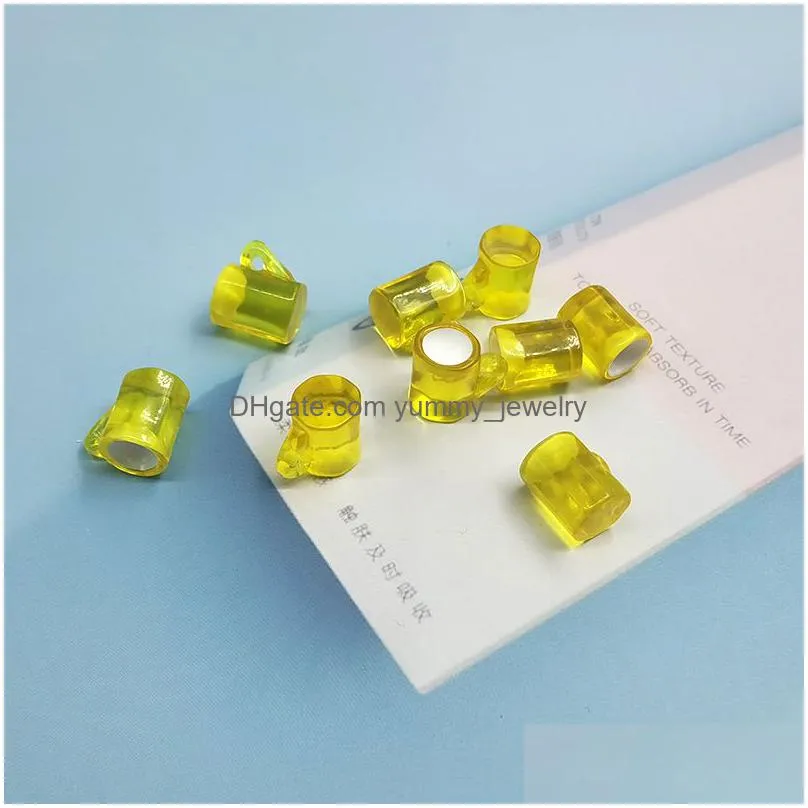 charms 10pcs cute yellow water cup resin pendant children toy for keychain neckalce earrings jewelry making findings c332