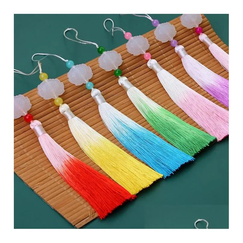 charms 2pcs/lot 16cm chinese polyester silk tassel cotton tassels trim for sewing curtains accessories pendant diy home