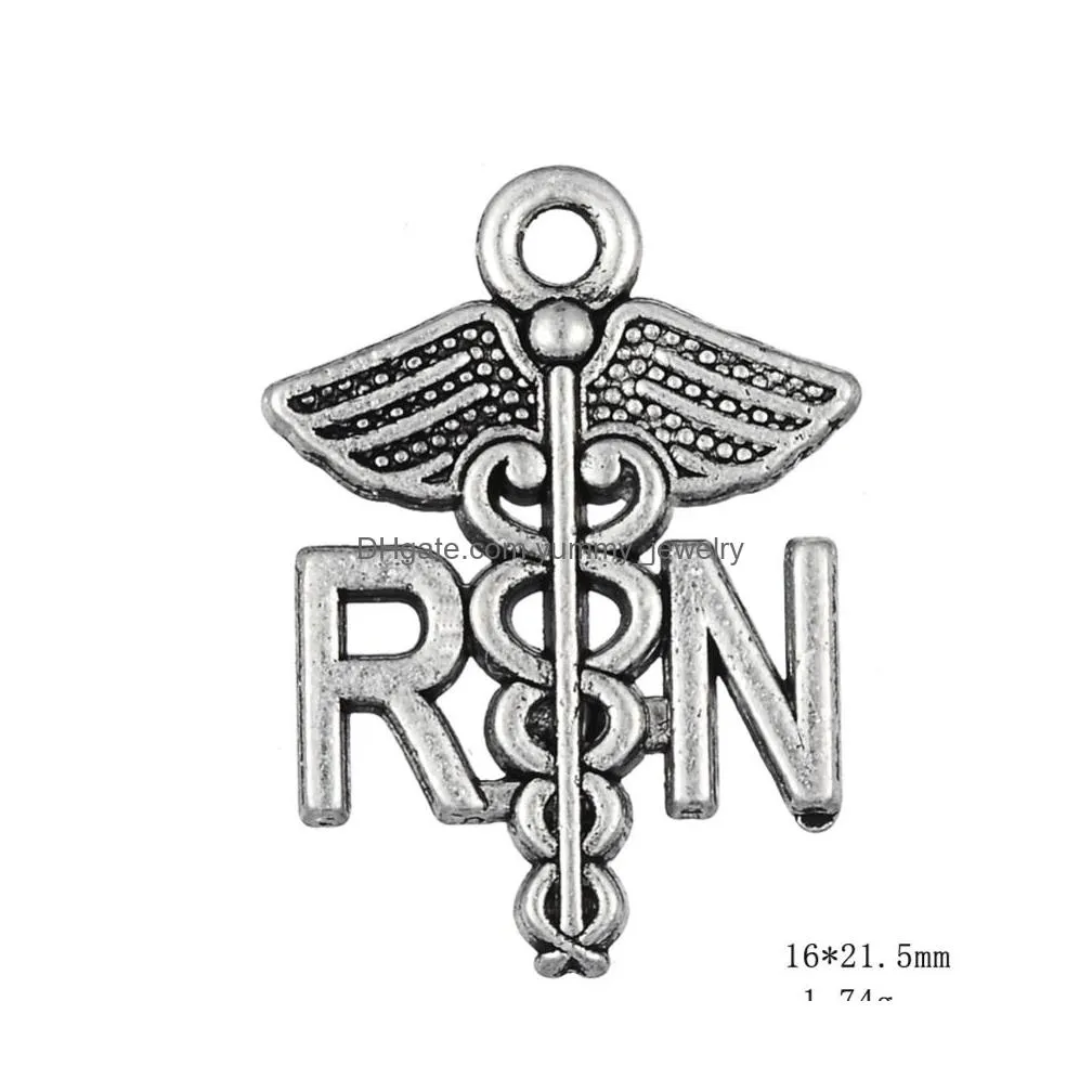 caduceus rn charm registered nurse pendant medical bracelet findings 20pcs