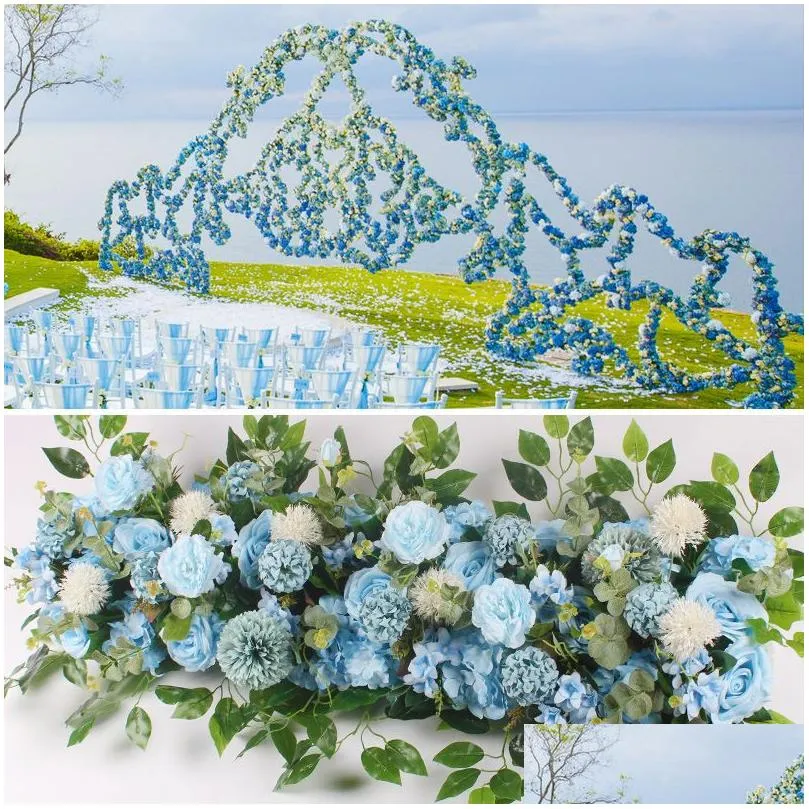 50/100cm diy wedding artificial rose flower row wall arrangement supplies artificial flower row decor wedding iron arch backdrop