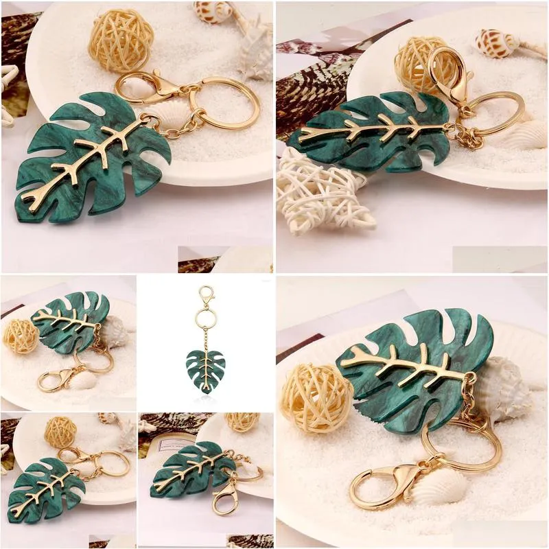 keychains christmas green leaf metal keychain beautiful and  foliage shape key ring festival gift ladies accessories 
