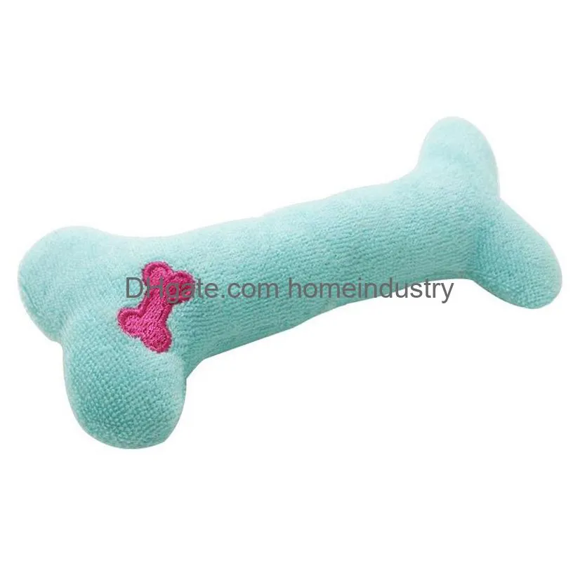 plush pet dog puppy sound toys bone shape puppy cat chew squeaker squeaky toy pillow solid color five colors 4979 q2