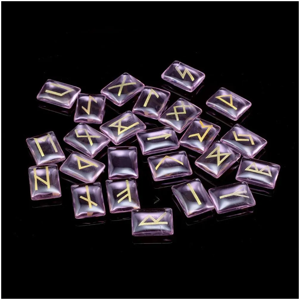 transparent stones  runes amulet set natural glass crystal stone reiki healing crystals divination tumbled energy stone 200930
