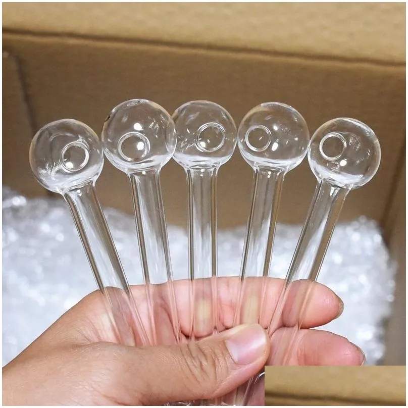 transparent 10.5cm length clear glass pipe oil nail burning jumbo pyrex glass oil burner concentrate pipes thick great smoking tubes