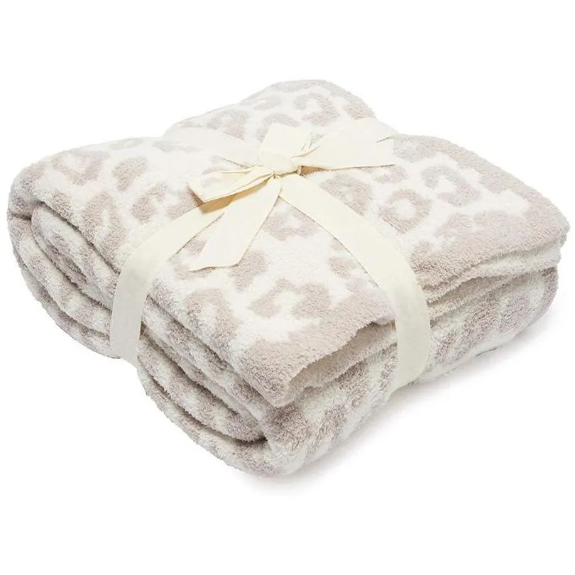 high quality comfortable plush wool blanket childrens knitted leopard home barefoot soft cover 79