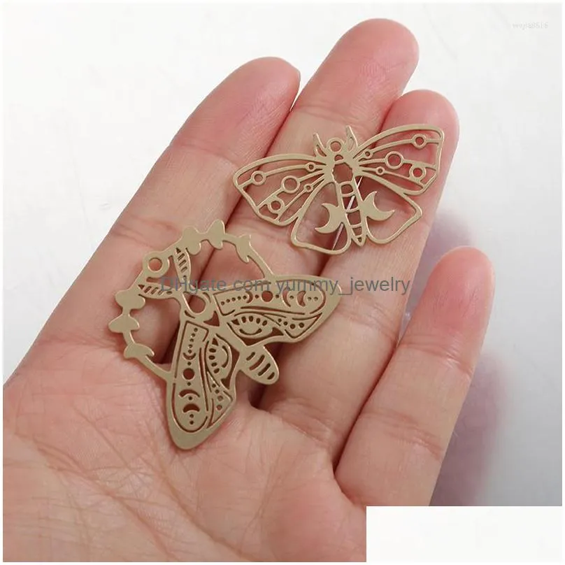 charms raw brass moth celestial butterfly pendant crescent moon on for diy jewelry fiindings making decoration