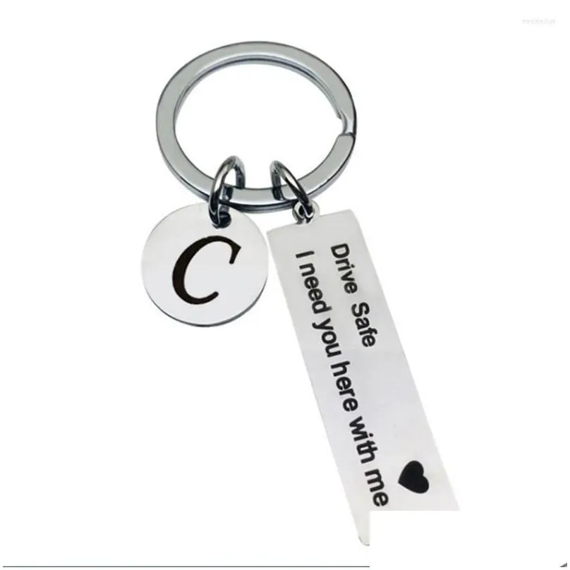 keychains drive safe keychain a-z 26 initials lettering men women boyfriend husband key chain birthday chritsmas father`s day gifts