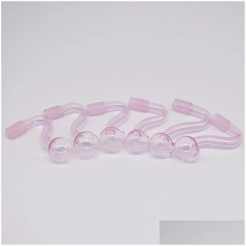 10mm male joint pink glass oil burner pipes for oil rigs bongs thick pyrex tobacco bowl hookahs adapter smoking pipe nail burning smoke tools oil