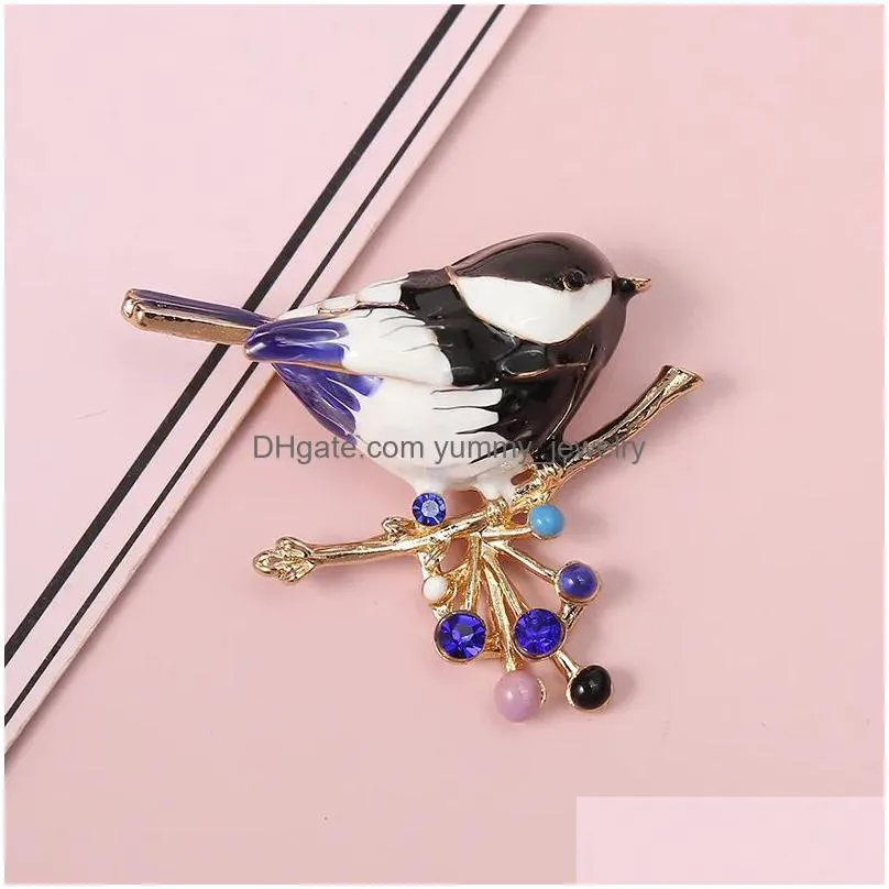 simple design alloy oil-dripping bird brooch fashion personality animal corsage men women pin clothing jewelry gift