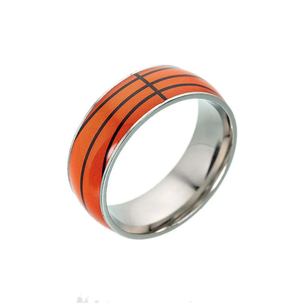 new football basketball sports rings for women men baseball softball rugby stainless steel finger rings fashion jewelry gift