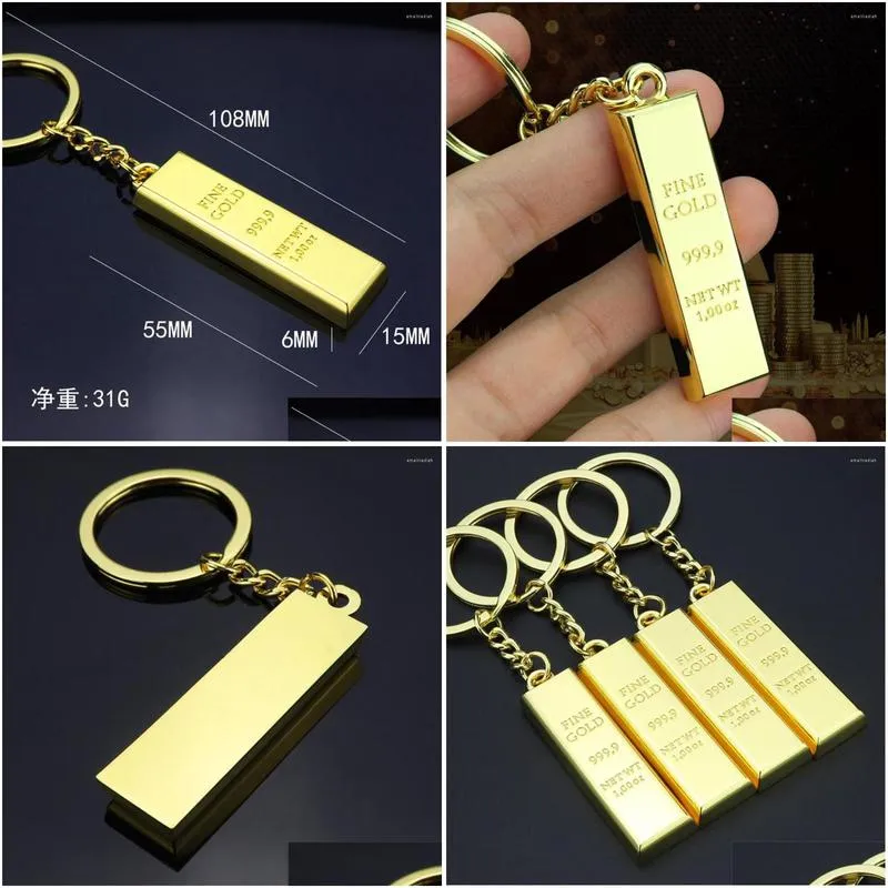keychains fashion metal faux ingot bullion keychain key chain keyring keyfob women handbag charms pendant rings accessory