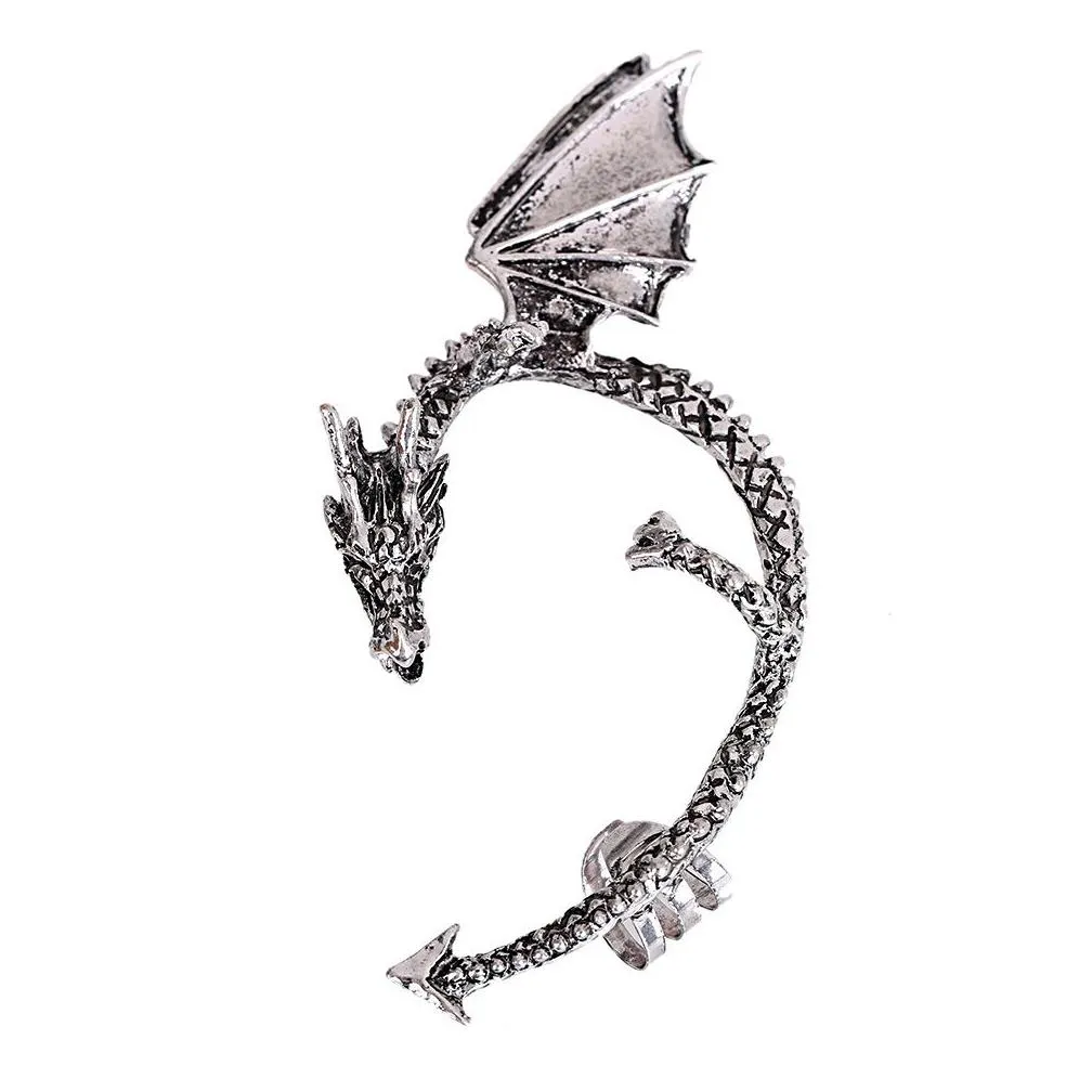 fashion metal clip ear cuff stud women`s punk style wrap dragon earring no ear hole for girl&ladies jewelry