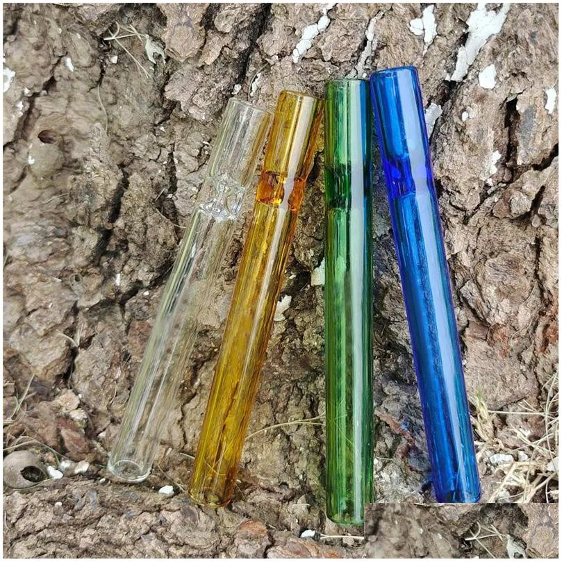 tobacco smoking herb pipe cigarette filters tips with flat round mouth holder glass small cute pyrex glass tube for rolling papers