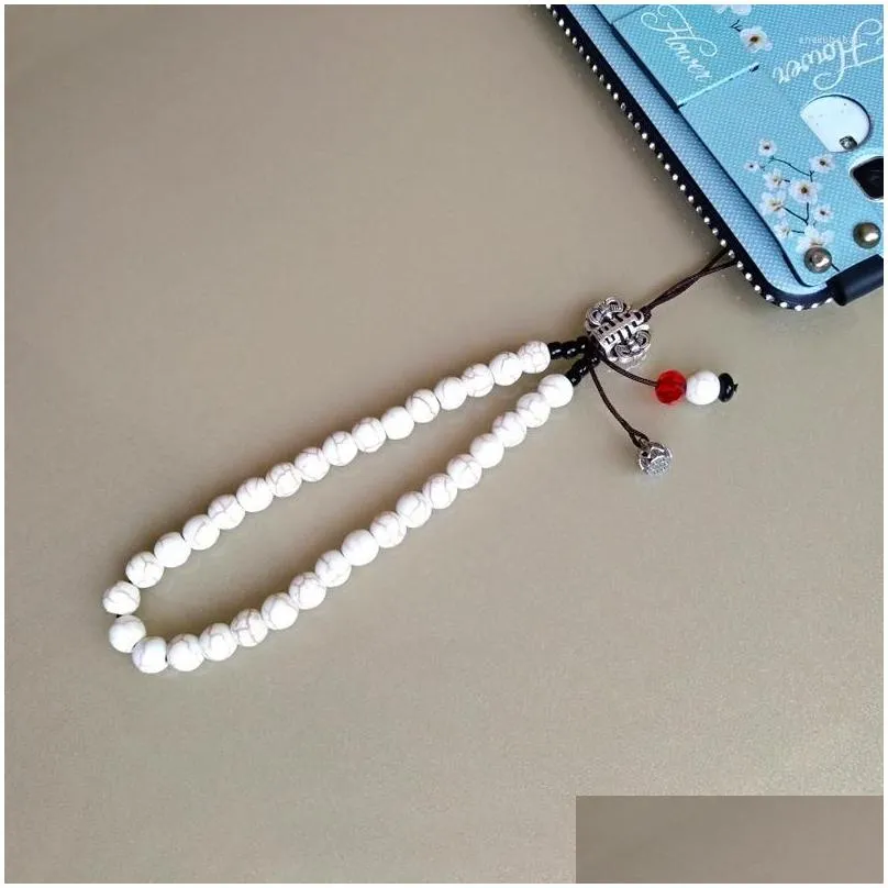 keychains 2023 handmade stone beads phone lanyard short anti-slip chain mobile pendant fashion crystal key jewelry