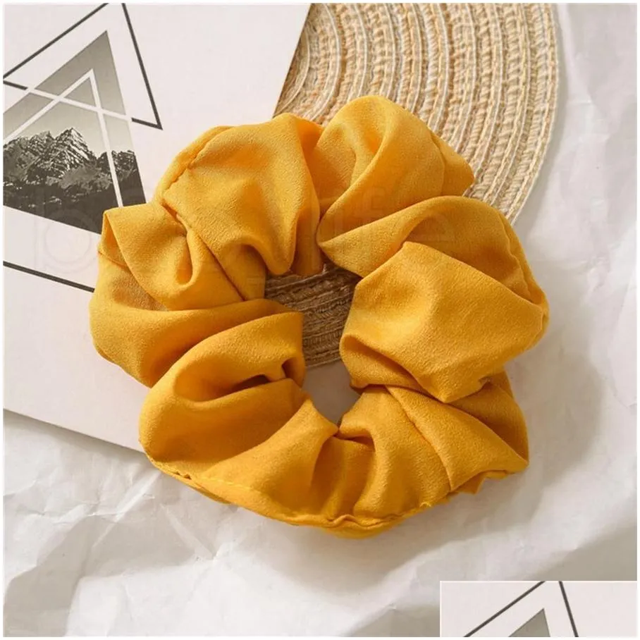 Women Girls Solid Chiffon Scrunchies Elastic Ring Hair Ties Accessories Ponytail Holder Hairbands Rubber Band Scrunchies