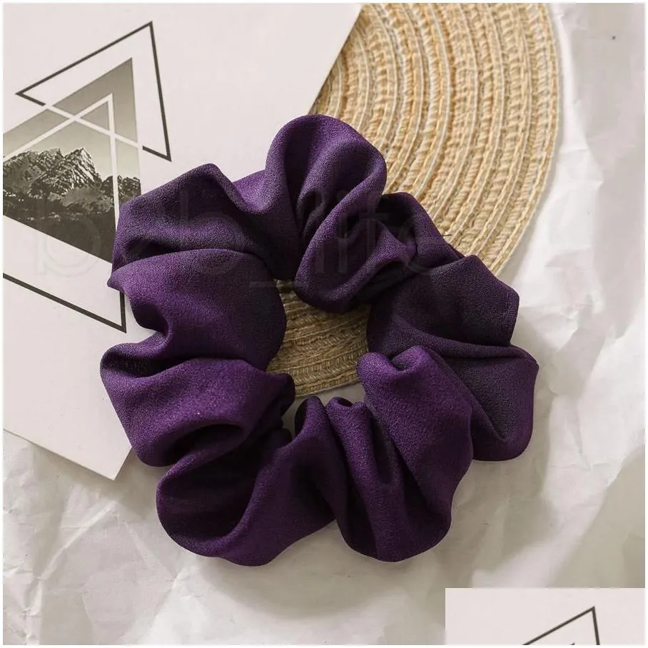 Women Girls Solid Chiffon Scrunchies Elastic Ring Hair Ties Accessories Ponytail Holder Hairbands Rubber Band Scrunchies