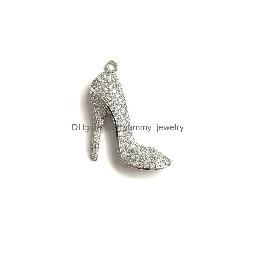 charms 5pcs cubic zirconia pave high heel charm shoes pendant for woman bracelet necklace making jewelry accessoriescharms