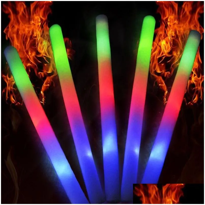 Light-Up Foam Sticks Party Concert Decor LED Soft Batons Rally Rave Glowing Wands Color Changing Flash Torch Festivals Luminous Stick