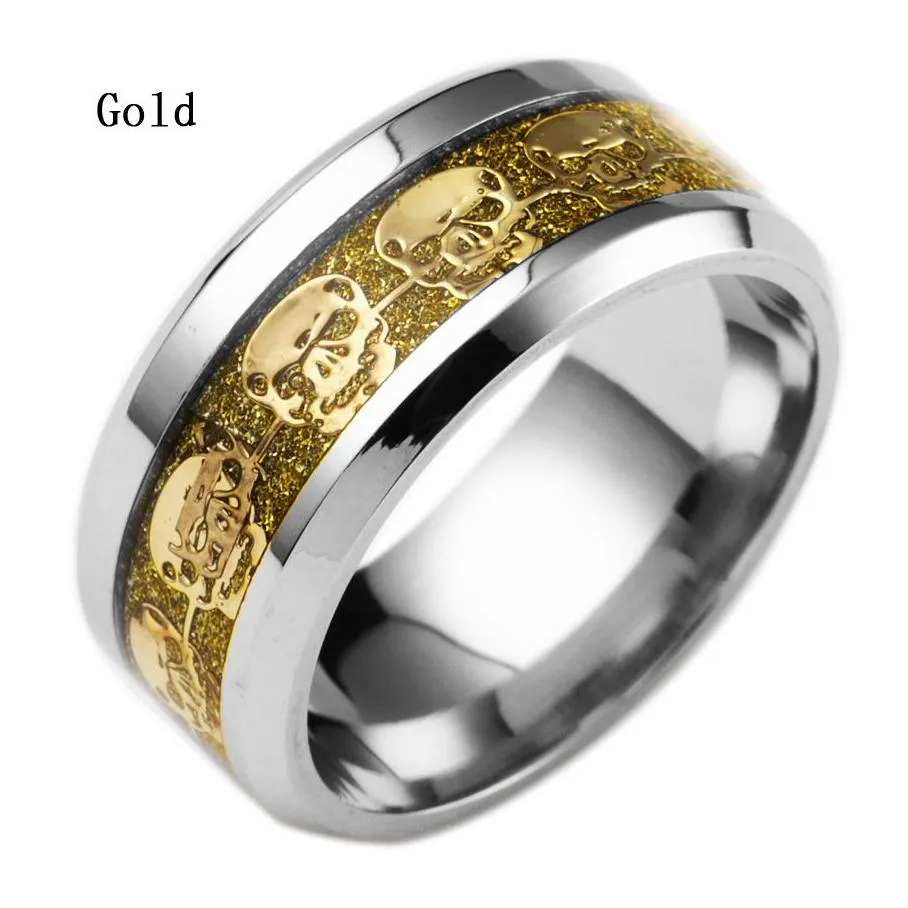 2016 stainless steel men s rings skeleton skull titanium steel band rings 3 colors male fashion ring for hot sale man jewelry