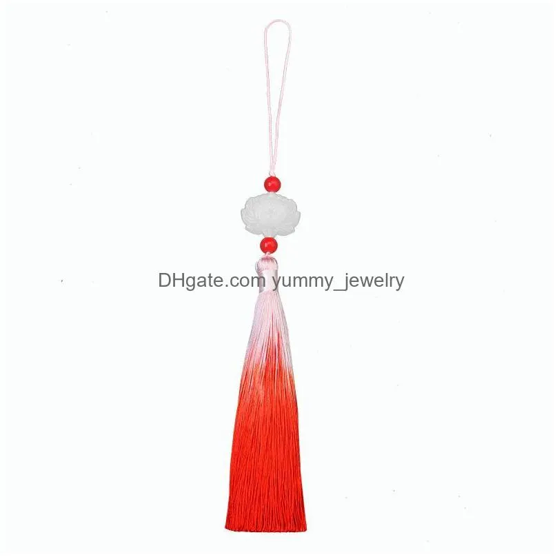 charms 2pcs/lot 16cm chinese polyester silk tassel cotton tassels trim for sewing curtains accessories pendant diy home