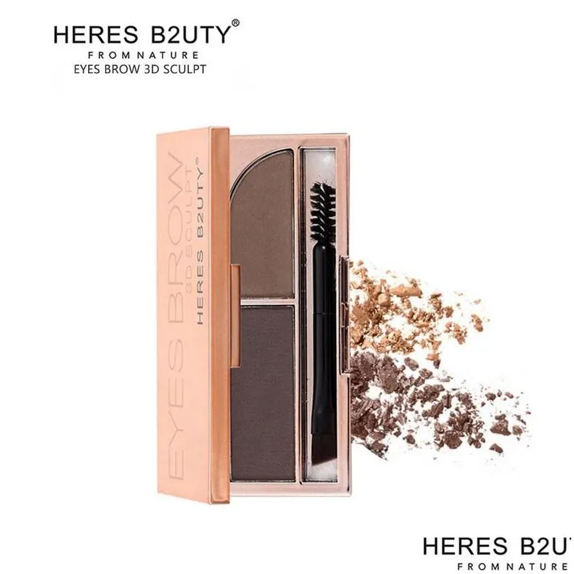 heres b2uty 3d sculpt eyebrow powder two color combination double head eyerbow brush longlasting natural easy to wear eyebrow makeup