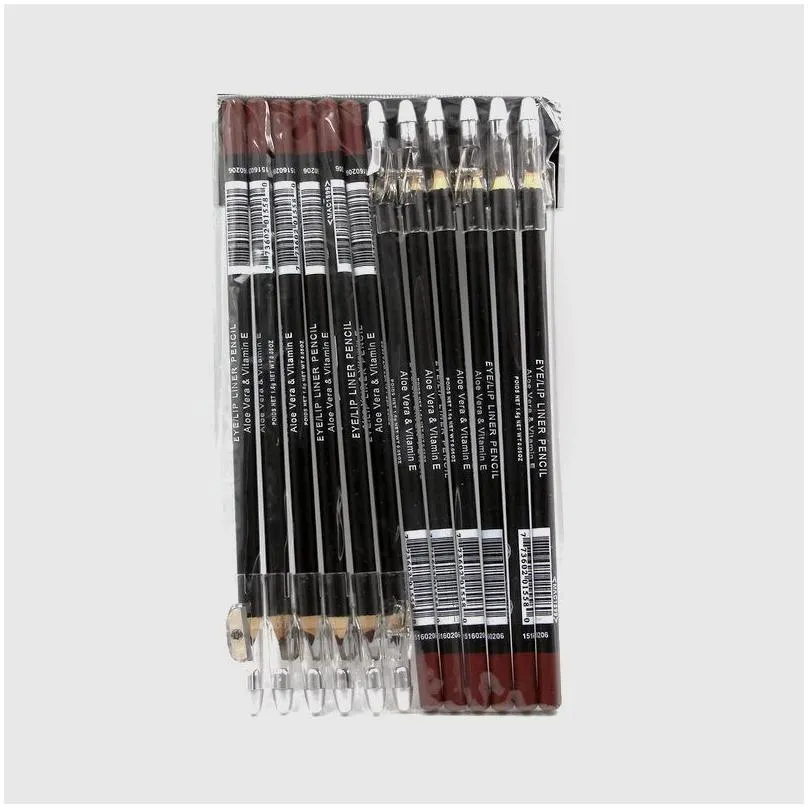 eyeliner pencils with sharpener eye colors black brown makeup lips liner aloe vera vitamin e waterproof easy to wear longlasting natural luxury make up