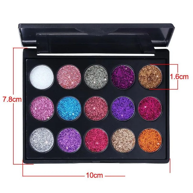 cmaaduglitter eyeshadow palette 15 color eye shadow diamond sequins luminous shimmer radiant brighten easy to wear makeup palettes